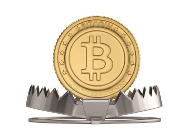 Ayı tuzağı 3d çizim üzerinde Bitcoin.