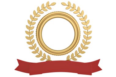 Beyaz background.3d resimde üzerinde dairesel altın şerit.