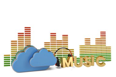 Bilgi işlem Multimedya kavramı bulut ve kulaklık ile musi bulut