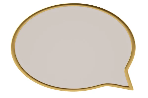 Párbeszéd doboz arany táblán fehér háttér, 3D-s illusztráció. — Stock Fotó