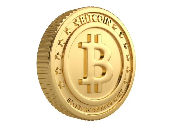 Bitcoin 자금과 재무 기호에 화이트와 황금 동전 — 스톡 사진