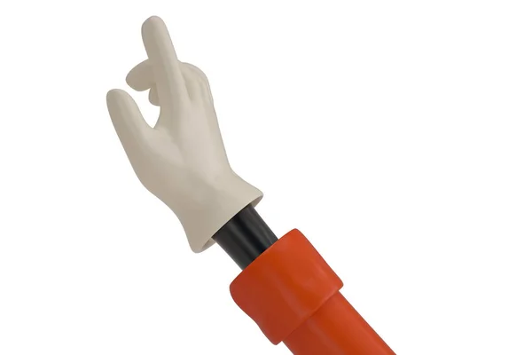 Мультяшна рука на білому тлі, 3D ілюстрація . — стокове фото
