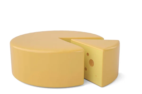 Driehoekig stukje kaas kaas icon.3d afbeelding. — Stockfoto