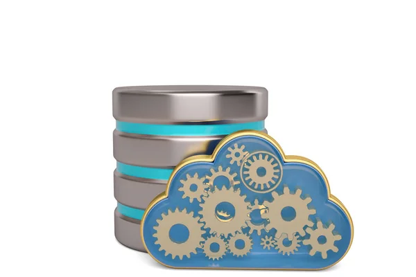 Cloud computing y concepto de almacenamiento remoto de datos gold cloud y h — Foto de Stock
