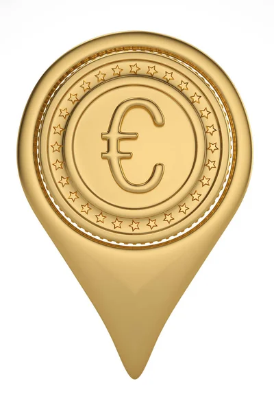 Χρυσό εικονίδιο καρφιτσώματος ευρώ σε εικονογράφηση λευκό backgroun.3d. — Φωτογραφία Αρχείου