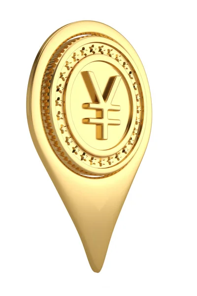 Gold Yen pin icon on white backgroun.3D illustration. — Stock Photo, Image
