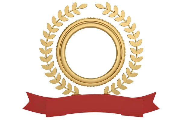 Ribbon with circular gold on white background.3D illustration. — Stock Photo, Image