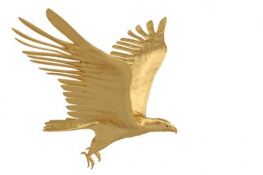Gold eagle on white background.3D illustration. clipart