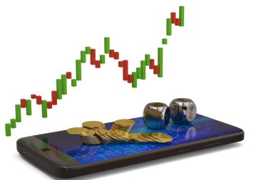 Hareket eden hisse senedi Alım Satım kavramı 3d çizim.