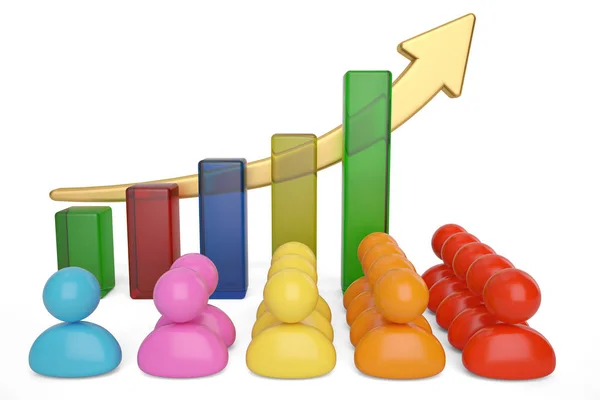 Színes személyek diagram fehér background.3d ábrán — Stock Fotó