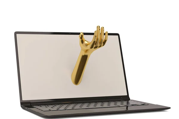 Hand and laptop creative concept 3d illustration. — Stock Photo, Image