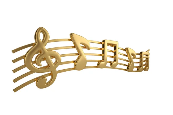 Золоті музичні ноти.3D ілюстрація . — стокове фото