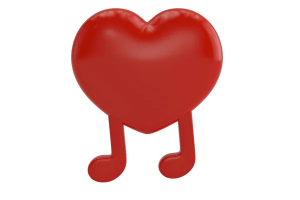 Symbole musical et cœur Illustration 3D . — Photo