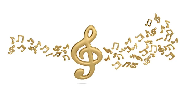 Grandes símbolos musicales y notas musicales.Ilustración 3D . —  Fotos de Stock