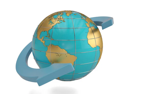 Globe with arrow on white background.3D illustration. — Stock Photo, Image
