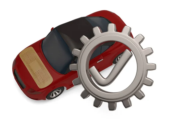 Označte zařízení a automobilů na bílém pozadí. 3D obrázek. — Stock fotografie
