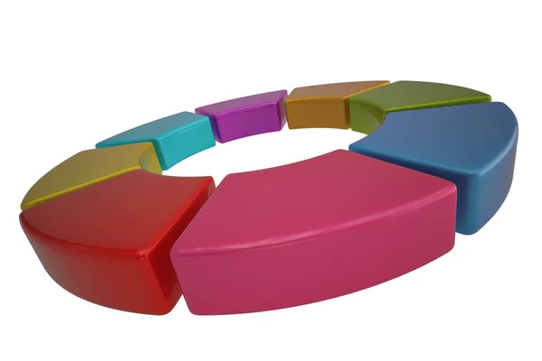 Färgglada cirkel diagram på vit bakgrund. 3D illustration. — Stockfoto