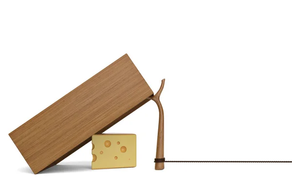 Ser z pułapki drewniane pudełko na białym tle na białym tle 3d pokazanego — Zdjęcie stockowe