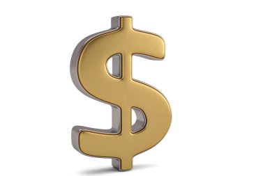 Beyaz background.3d illüstrasyon Doları sembolü.