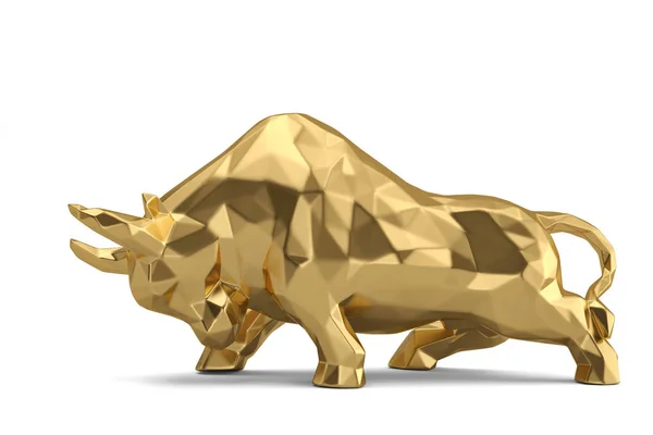 Gold bull on white background.3D illustration. — Stock Photo, Image