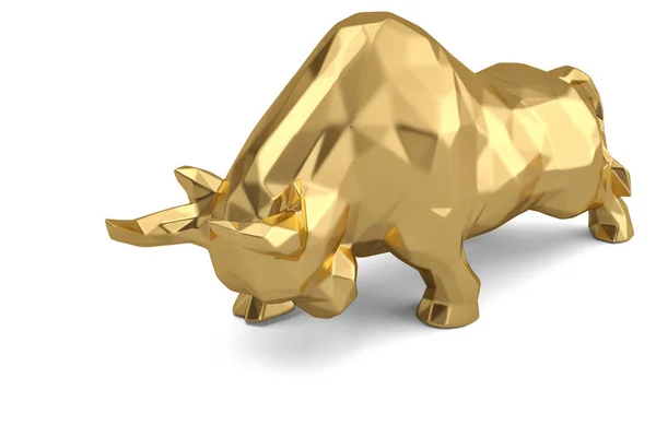 Toro d'oro su sfondo bianco.Illustrazione 3D . — Foto Stock