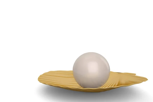 Złotej muszli z perłą na białym tle. źle 3D — Zdjęcie stockowe