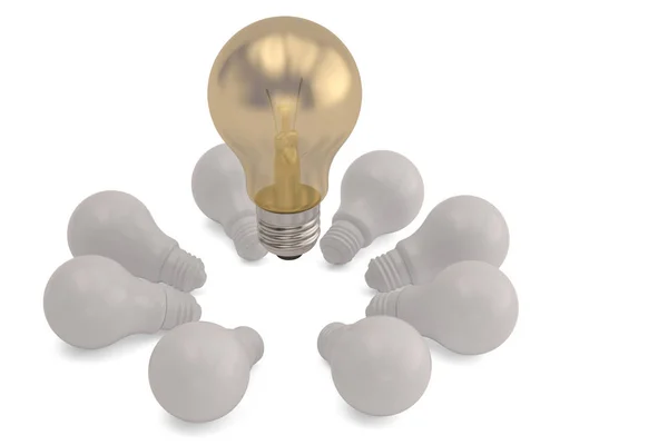 Idea light bulb on white background. 3D illustration. — Stock Photo, Image