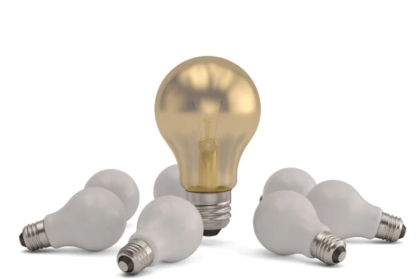 Idea light bulb on white background. 3D illustration. — Stock Photo, Image