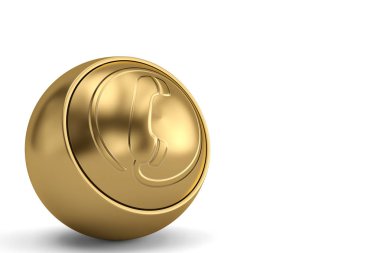 Beyaz arka plan 3d çizim üzerinde telefon simgesi topu.