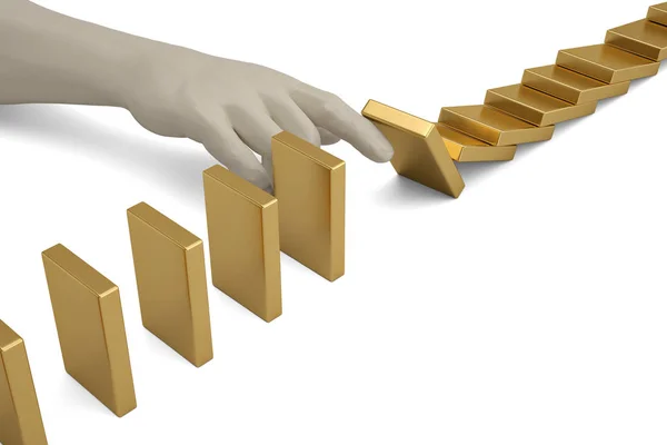 Risk management hand stopping the domino effect risk control con