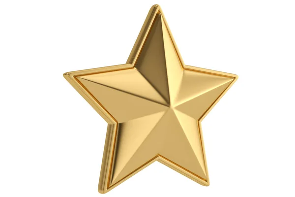 Grande estrela dourada sobre fundo branco.Ilustração 3D — Fotografia de Stock