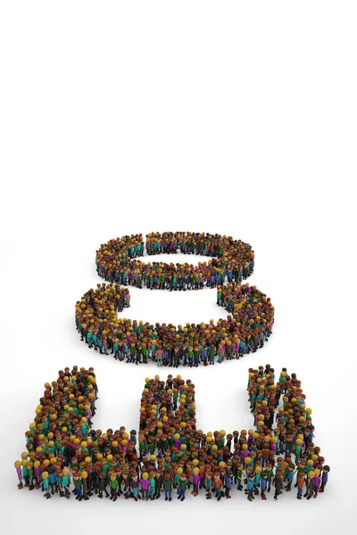 Människor formar som Eco brev på vit bakgrund. 3D illustration. — Stockfoto