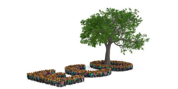 Människor form som Eco brev med träd isolerad på vita bak — Stockfoto