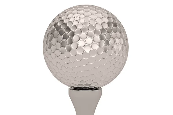Una bola de acero aislada sobre fondo blanco. Ilustración 3D . — Foto de Stock