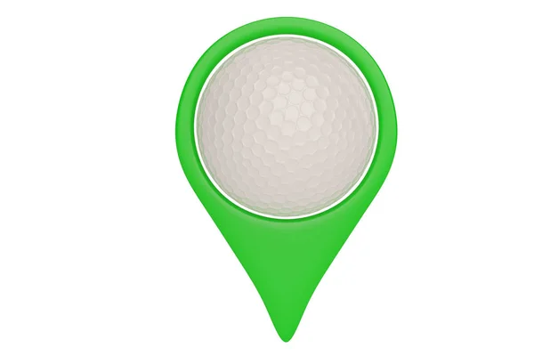 Puntero de mapa verde con concepto de ubicación de pelota de golf aislado en wh —  Fotos de Stock