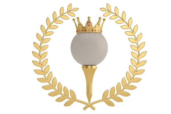 Gold crown a golflabda és arany olive branch isolatedon fehér — Stock Fotó