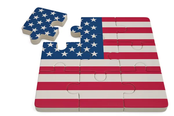 Amerikai zászló kirakós fehér background.3d ábrán. — Stock Fotó