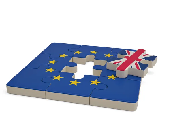 Euro puzzle a jeden dílek skládačky s Velké Británie flag.3d osvětlení — Stock fotografie