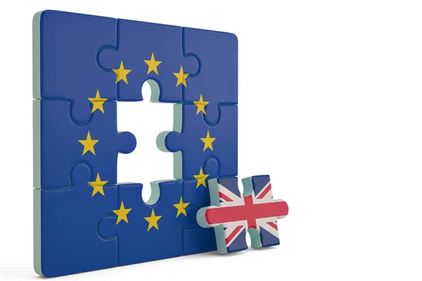 Euro puzzle a jeden dílek skládačky s Velké Británie flag.3d osvětlení — Stock fotografie