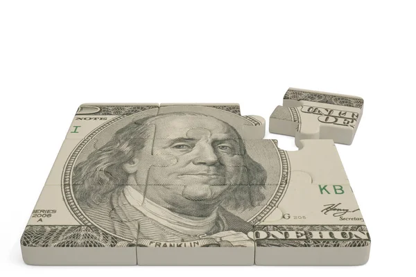 Dollaro USA puzzle su sfondo bianco.Illustrazione 3D . — Foto Stock