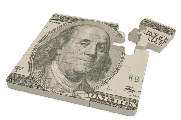 Dollaro USA puzzle su sfondo bianco.Illustrazione 3D . — Foto Stock