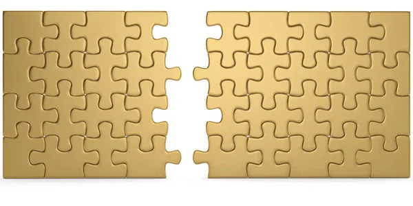 Puzzle d'oro su sfondo bianco.Illustrazione 3D . — Foto Stock