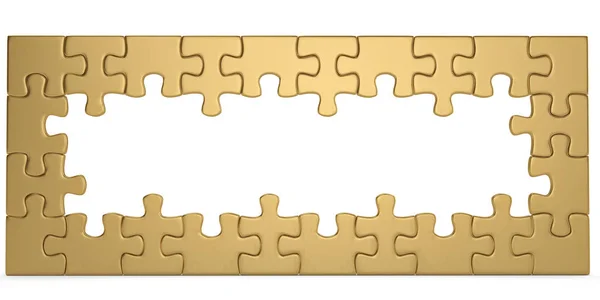 Gold  puzzle on white background.3D illustration. — Stock Photo, Image