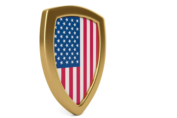 Σημαία στην εικονογράφηση χρυσό shield.3d. — Φωτογραφία Αρχείου