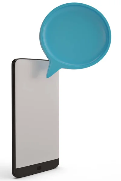 Párbeszédpanelek és a fehér háttér, 3D-s illusztráció szúró telefon. — Stock Fotó
