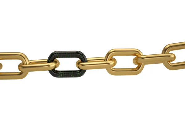 Cadeia de ouro com ligações digitais.Ilustração 3D . — Fotografia de Stock