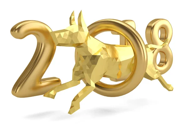 Cão de ouro e 2018 china dog year.3D ilustração . — Fotografia de Stock
