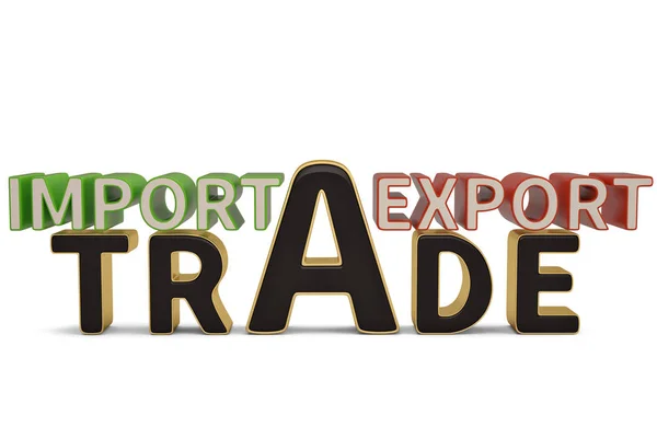Import eksport handel słów na background.3d biały ilustracja. — Zdjęcie stockowe