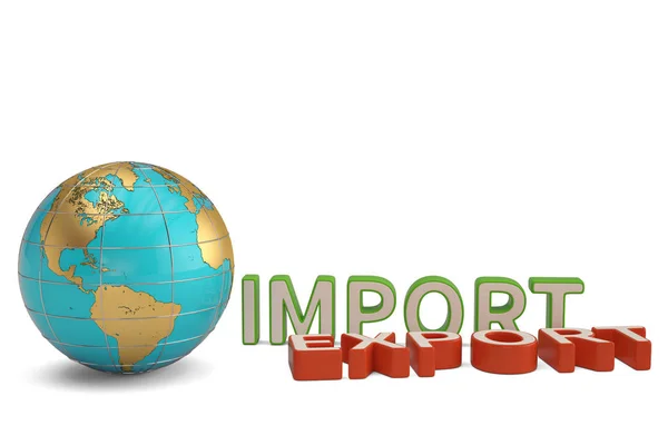 Importação e exportação palavras e comércio mundial de negócios corpor global — Fotografia de Stock