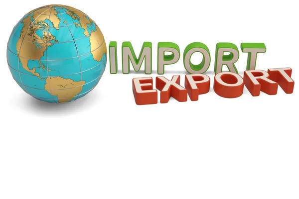 Imports and exports words and globe business trade global corpor — Stock Photo, Image